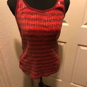 The Limited Burgundy Sequins Tank Top/Cami Size: 12 (L)